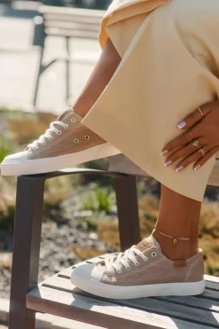 Damskie Big Star Shoes Materiałowe Trampki Damskie Big Star RR274795 Beżowe