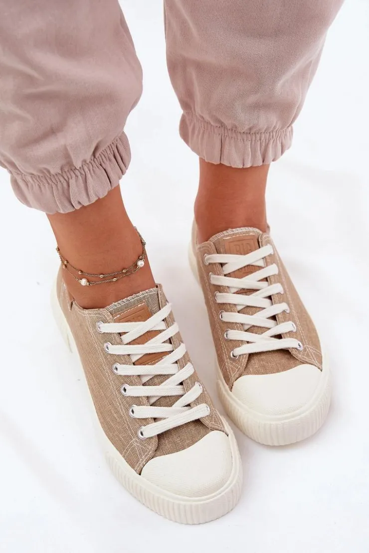 Damskie Big Star Shoes Materiałowe Trampki Damskie Big Star RR274795 Beżowe