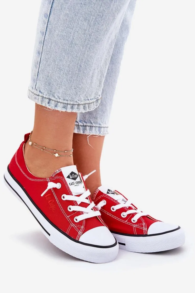 Lee Cooper Trampki Damskie Niskie*Materiałowe Trampki Damskie LCW-25-02-3298L Czerwone Czerwony