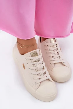 Damskie Big Star Shoes Materiałowe Trampki Damskie Big Star RR274768 Beżowe