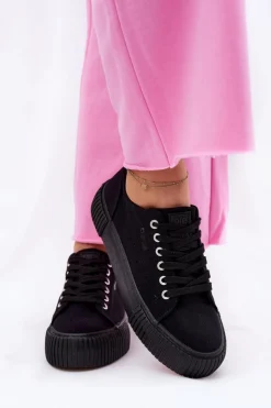 Discount Big Star Shoes Materiałowe Trampki Damskie Big Star RR274403 Czarne