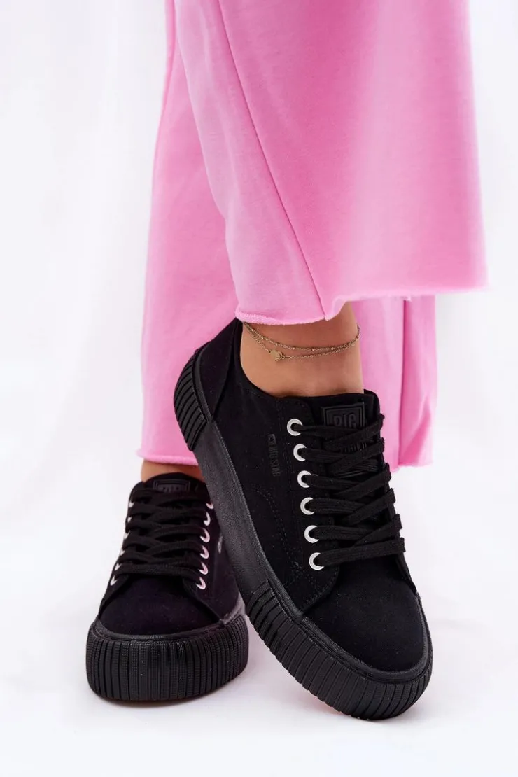 Discount Big Star Shoes Materiałowe Trampki Damskie Big Star RR274403 Czarne