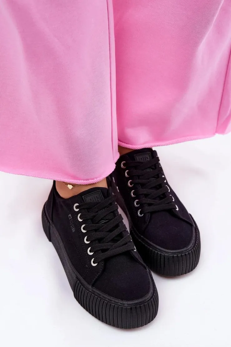 Discount Big Star Shoes Materiałowe Trampki Damskie Big Star RR274403 Czarne