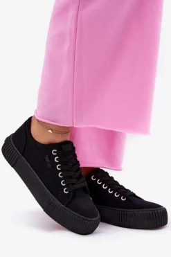 Discount Big Star Shoes Materiałowe Trampki Damskie Big Star RR274403 Czarne