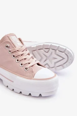 Damskie Big Star Shoes Materiałowe Trampki Na Platformie Big Star LL274151 Nude