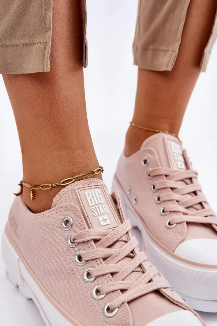 Damskie Big Star Shoes Materiałowe Trampki Na Platformie Big Star LL274151 Nude