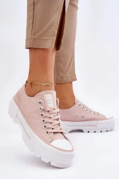 Damskie Big Star Shoes Materiałowe Trampki Na Platformie Big Star LL274151 Nude