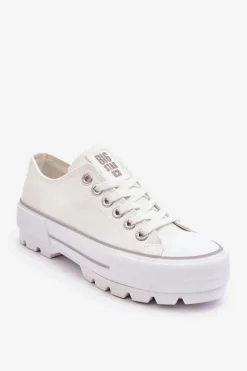 Discount Big Star Shoes Materiałowe Trampki Na Platformie Big Star LL274150 Białe Biały