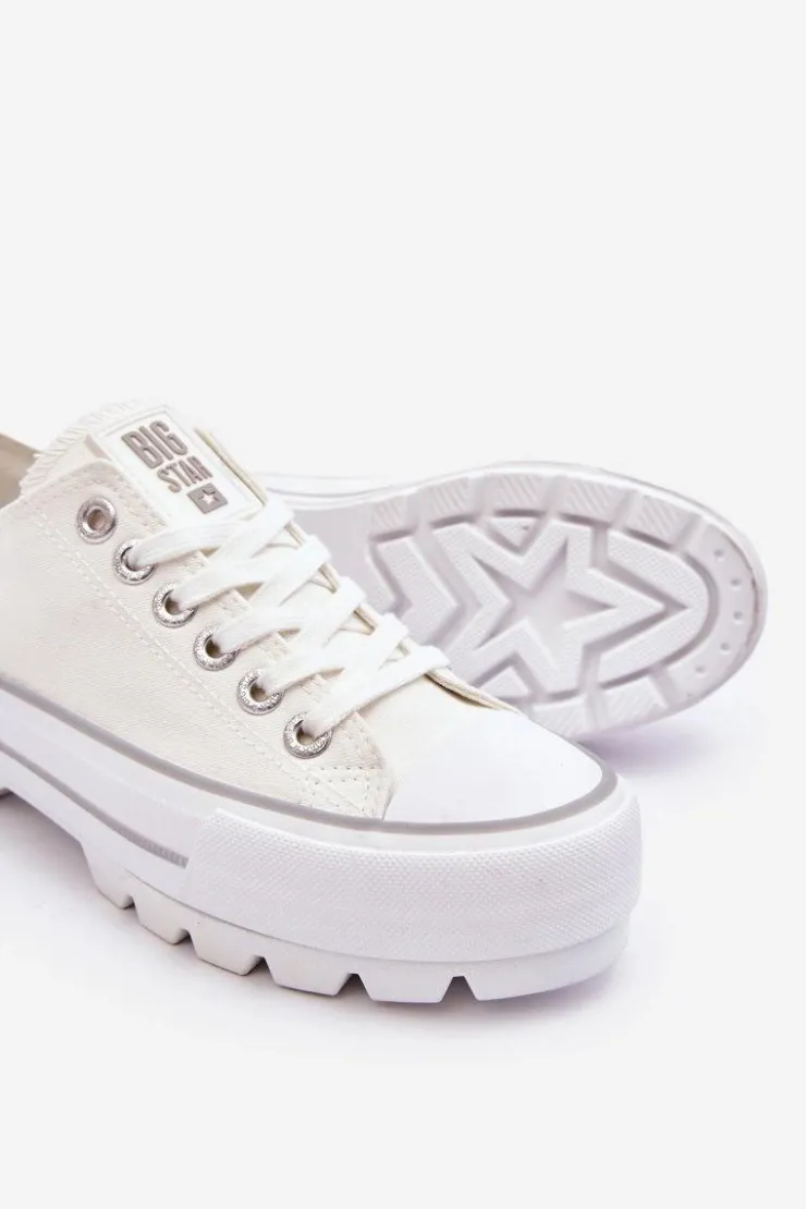 Discount Big Star Shoes Materiałowe Trampki Na Platformie Big Star LL274150 Białe Biały