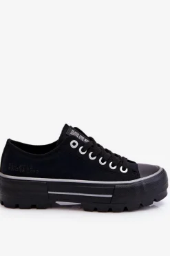 Best Big Star Shoes Materiałowe Trampki Na Platformie Big Star LL274149 Czarne