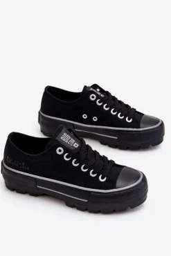 Best Big Star Shoes Materiałowe Trampki Na Platformie Big Star LL274149 Czarne