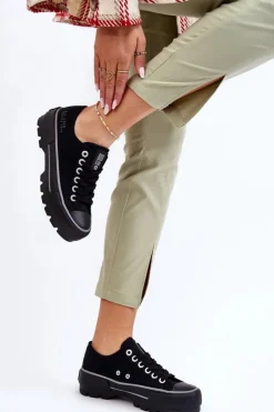 Best Big Star Shoes Materiałowe Trampki Na Platformie Big Star LL274149 Czarne