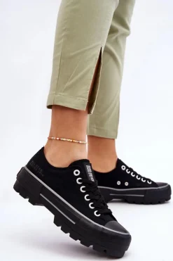 Best Big Star Shoes Materiałowe Trampki Na Platformie Big Star LL274149 Czarne