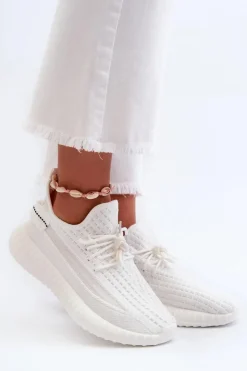 Hot Boto Materiałowe Wsuwane Buty Sportowe Damskie Białe Nelmarie