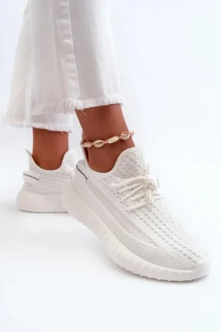 Hot Boto Materiałowe Wsuwane Buty Sportowe Damskie Białe Nelmarie