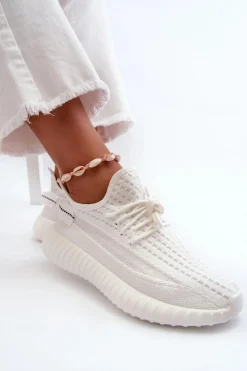 Hot Boto Materiałowe Wsuwane Buty Sportowe Damskie Białe Nelmarie