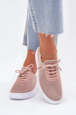 Boto Sneakersy Damskie*Materiałowe Wsuwane Buty Sportowe Na Platformie Damskie Różowe Kalyra Różowy