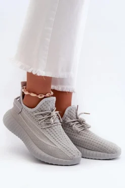 Boto Sneakersy Damskie*Materiałowe Wsuwane Buty Sportowe Damskie Szare Nelmarie