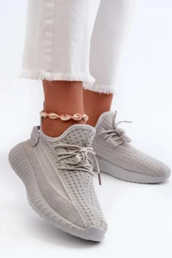 Boto Sneakersy Damskie*Materiałowe Wsuwane Buty Sportowe Damskie Szare Nelmarie