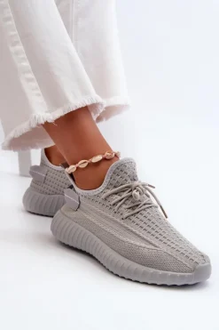 Boto Sneakersy Damskie*Materiałowe Wsuwane Buty Sportowe Damskie Szare Nelmarie