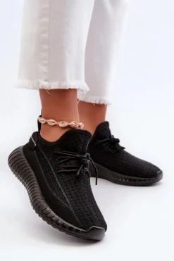 Best Boto Materiałowe Wsuwane Buty Sportowe Damskie Czarne Nelmarie