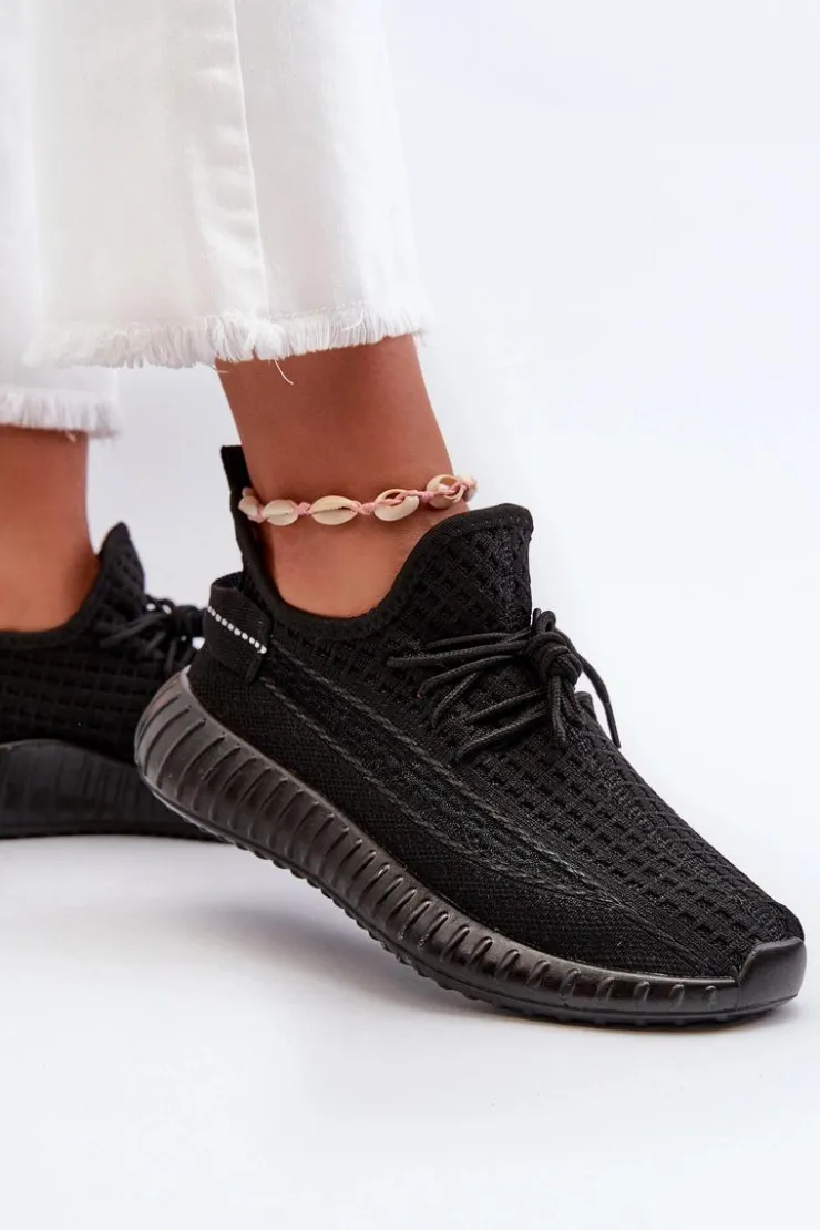 Best Boto Materiałowe Wsuwane Buty Sportowe Damskie Czarne Nelmarie