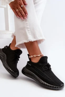 Best Boto Materiałowe Wsuwane Buty Sportowe Damskie Czarne Nelmarie