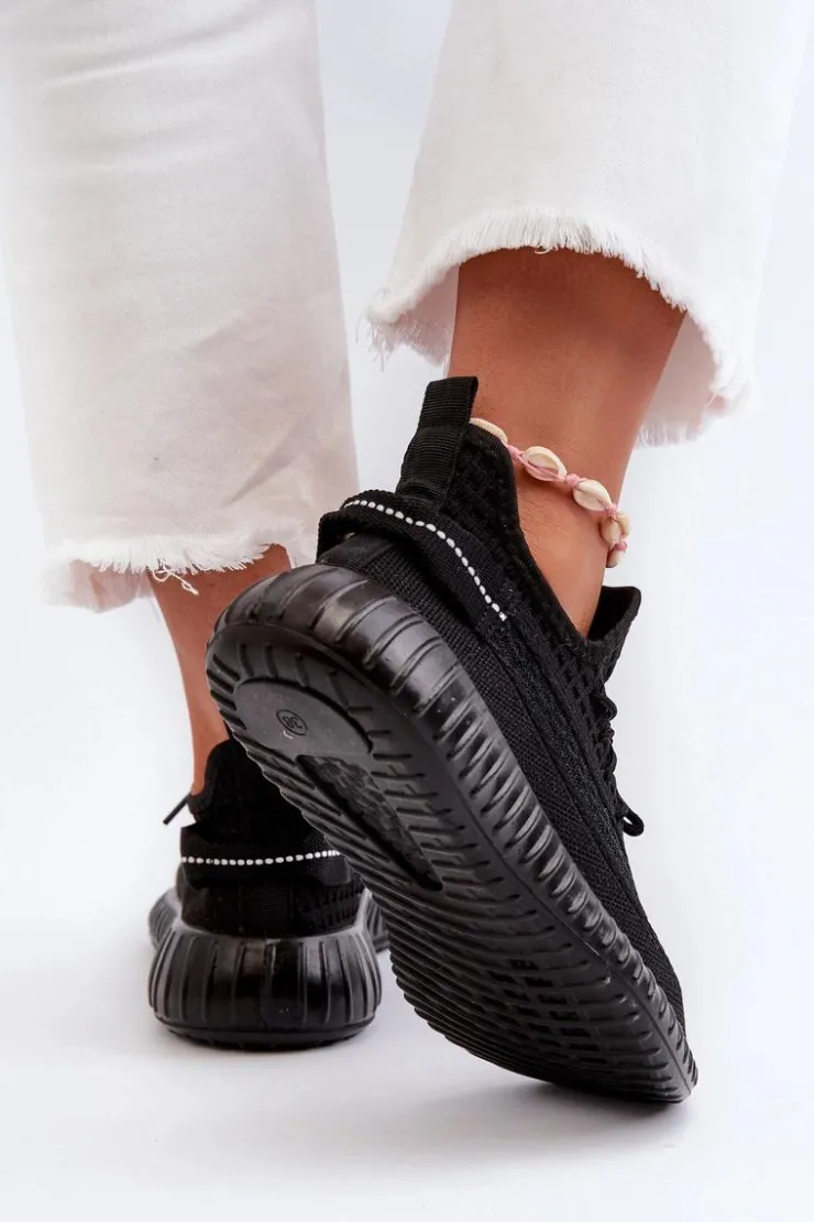 Best Boto Materiałowe Wsuwane Buty Sportowe Damskie Czarne Nelmarie