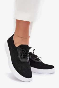 Damskie Boto Materiałowe Wsuwane Buty Sportowe Na Platformie Damskie Czarne Kalyra