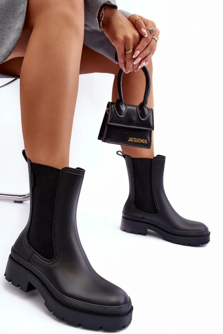 Online Big Star Shoes Matowe Kalosze Botki Big Star MM274695 Czarne