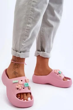 Damskie Boto Miękkie Damskie Piankowe Klapki Z Ozdobami Różowe Lorie