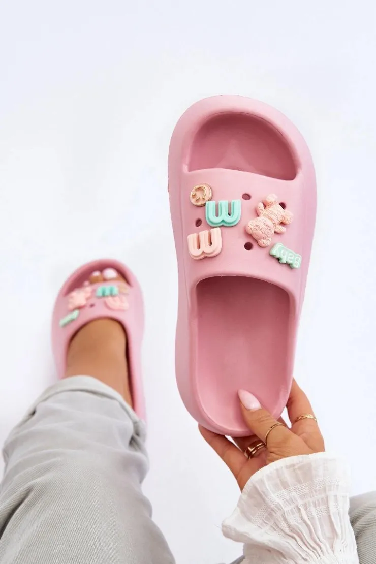 Damskie Boto Miękkie Damskie Piankowe Klapki Z Ozdobami Różowe Lorie