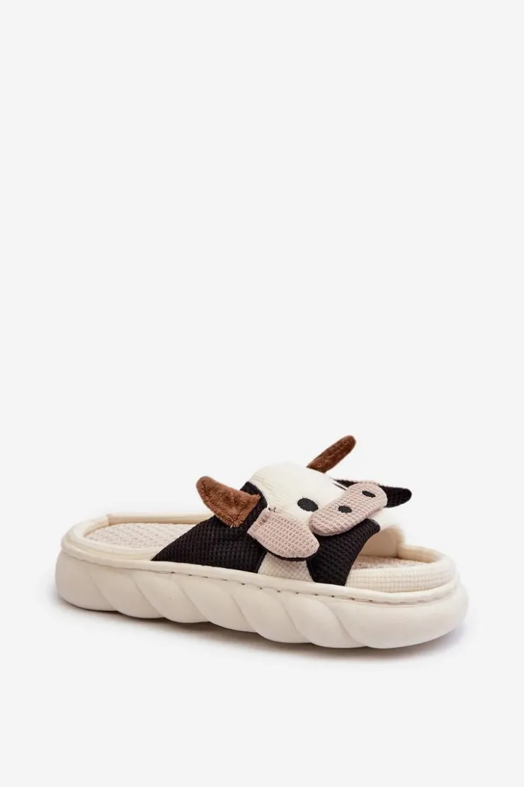 Outlet Boto Miękkie I Wygodne Kapcie Damskie Krowy Jasnobeżowe Paivessa