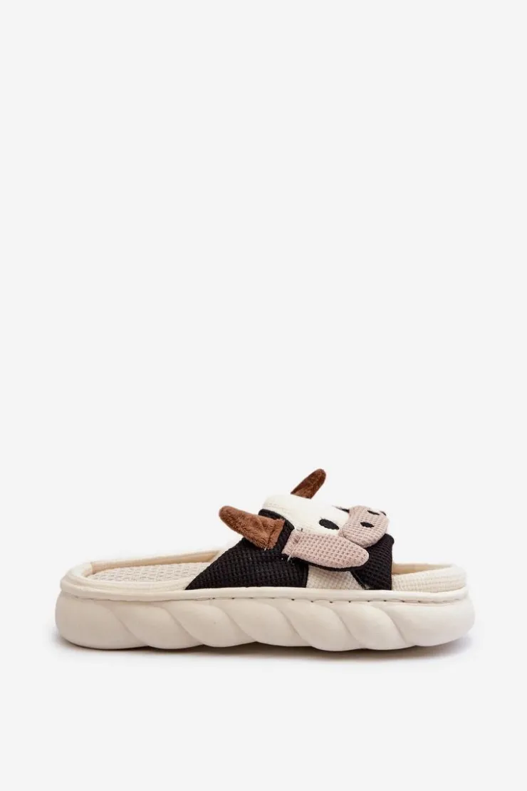 Outlet Boto Miękkie I Wygodne Kapcie Damskie Krowy Jasnobeżowe Paivessa