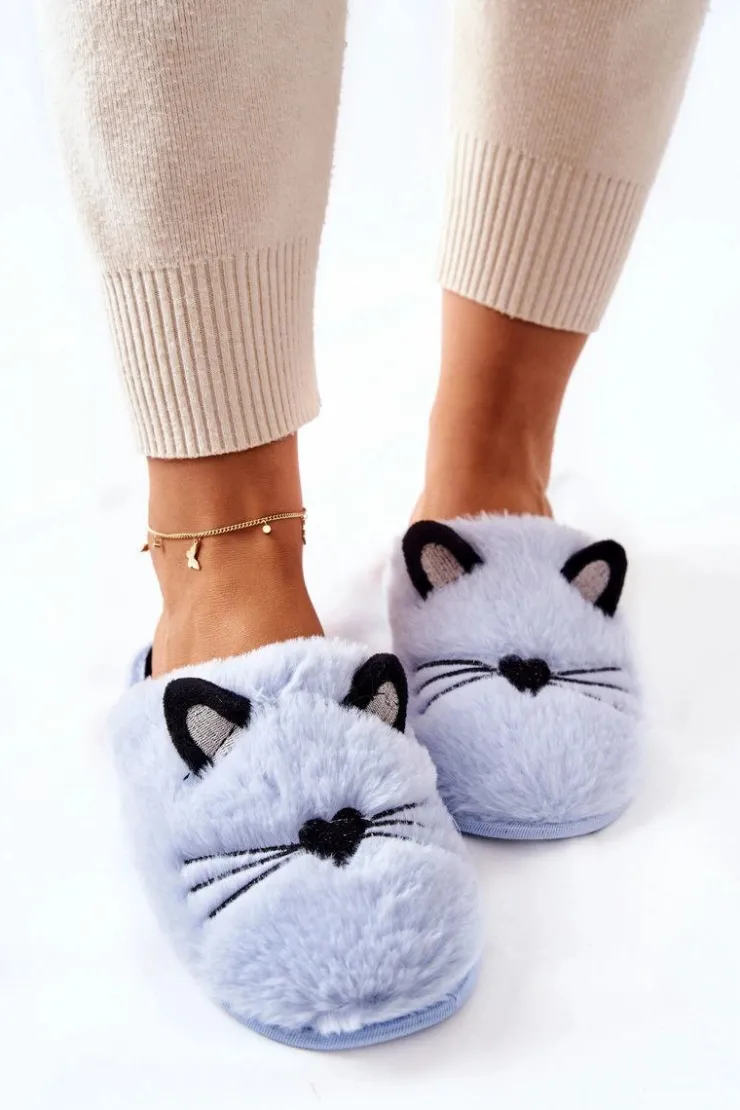 Discount Evento Miękkie Papcie Kotki Z Uszami Niebieskie Distty