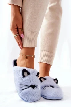 Discount Evento Miękkie Papcie Kotki Z Uszami Niebieskie Distty