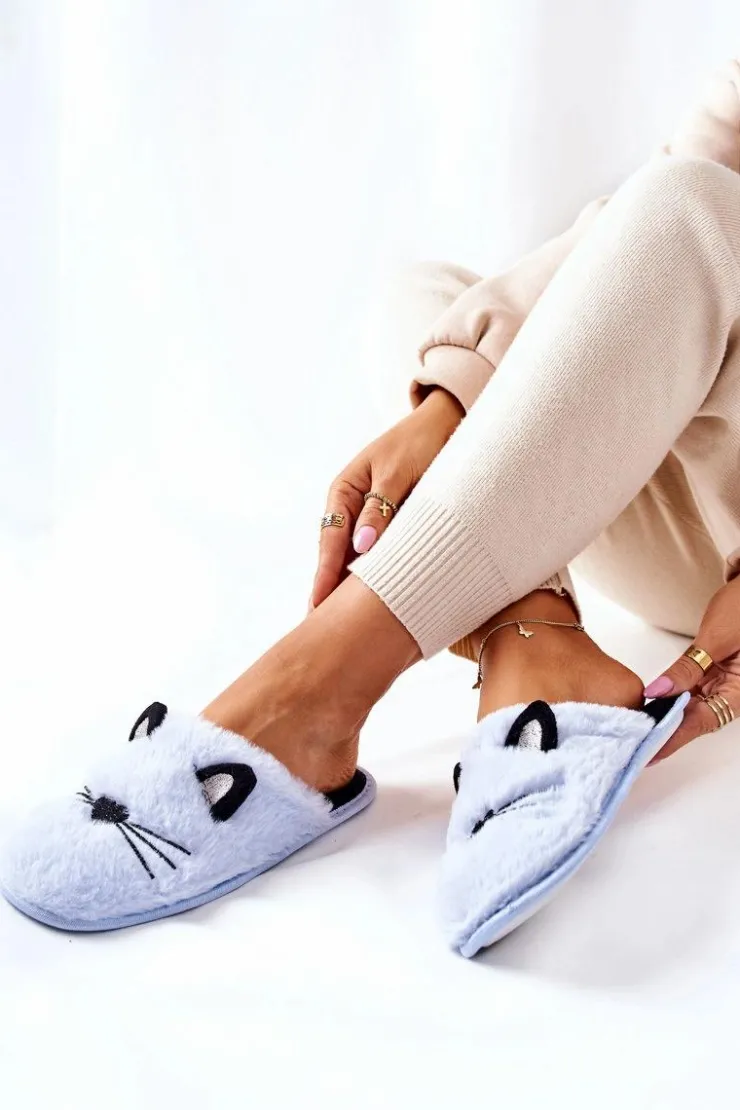 Discount Evento Miękkie Papcie Kotki Z Uszami Niebieskie Distty