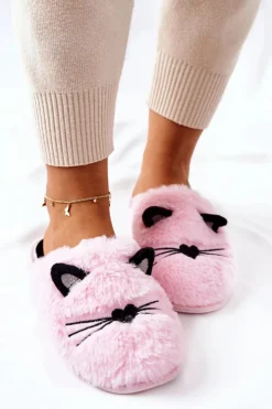 Damskie Evento Miękkie Papcie Kotki Z Uszami Różowe Distty