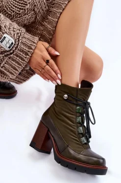 Discount Maciejka Modne Botki Na Obcasie 05777-09 Zielone