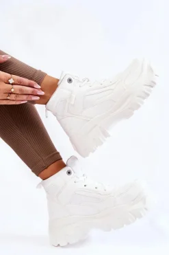 Clearance Big Star Shoes Modne Botki Trapery Memory Foam Big Star KK274369 Białe