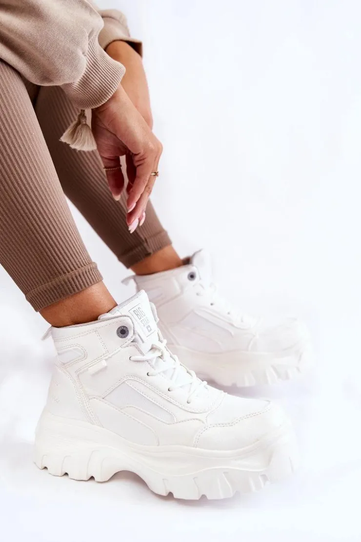 Clearance Big Star Shoes Modne Botki Trapery Memory Foam Big Star KK274369 Białe