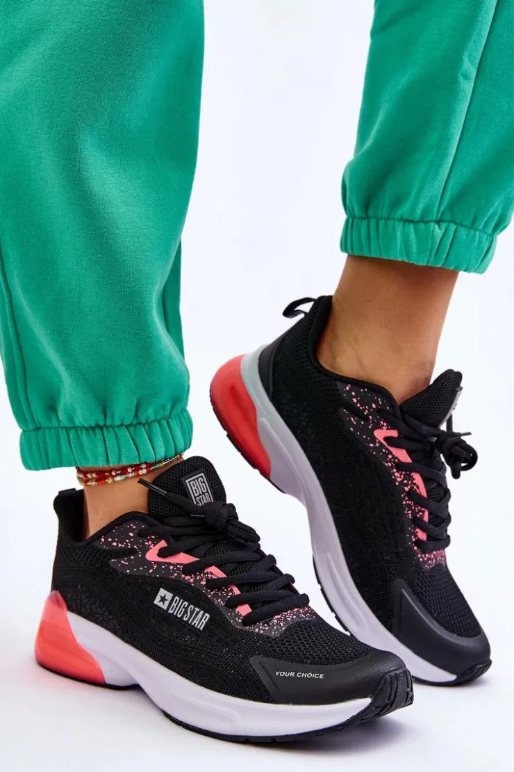 Big Star Shoes Buty Sportowe Big Star|Sneakersy Damskie*Modne Buty Sportowe Memory Foam System Big Star LL274318 Czarne
