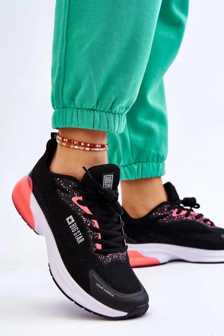 Big Star Shoes Buty Sportowe Big Star|Sneakersy Damskie*Modne Buty Sportowe Memory Foam System Big Star LL274318 Czarne