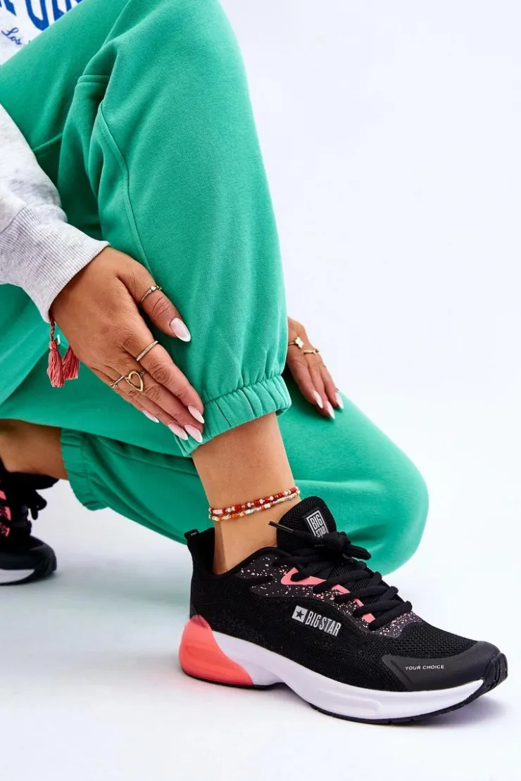 Big Star Shoes Buty Sportowe Big Star|Sneakersy Damskie*Modne Buty Sportowe Memory Foam System Big Star LL274318 Czarne