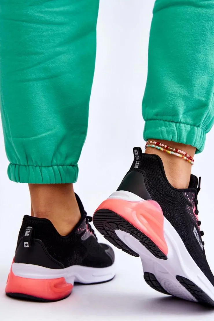 Big Star Shoes Buty Sportowe Big Star|Sneakersy Damskie*Modne Buty Sportowe Memory Foam System Big Star LL274318 Czarne