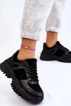 Boto Sneakersy Damskie*Modne Buty Sportowe Sneakersy Czarne Frezio