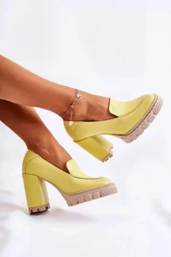 Clearance Boto Modne Czółenka Na Masywnej Platformie Żółte Margott