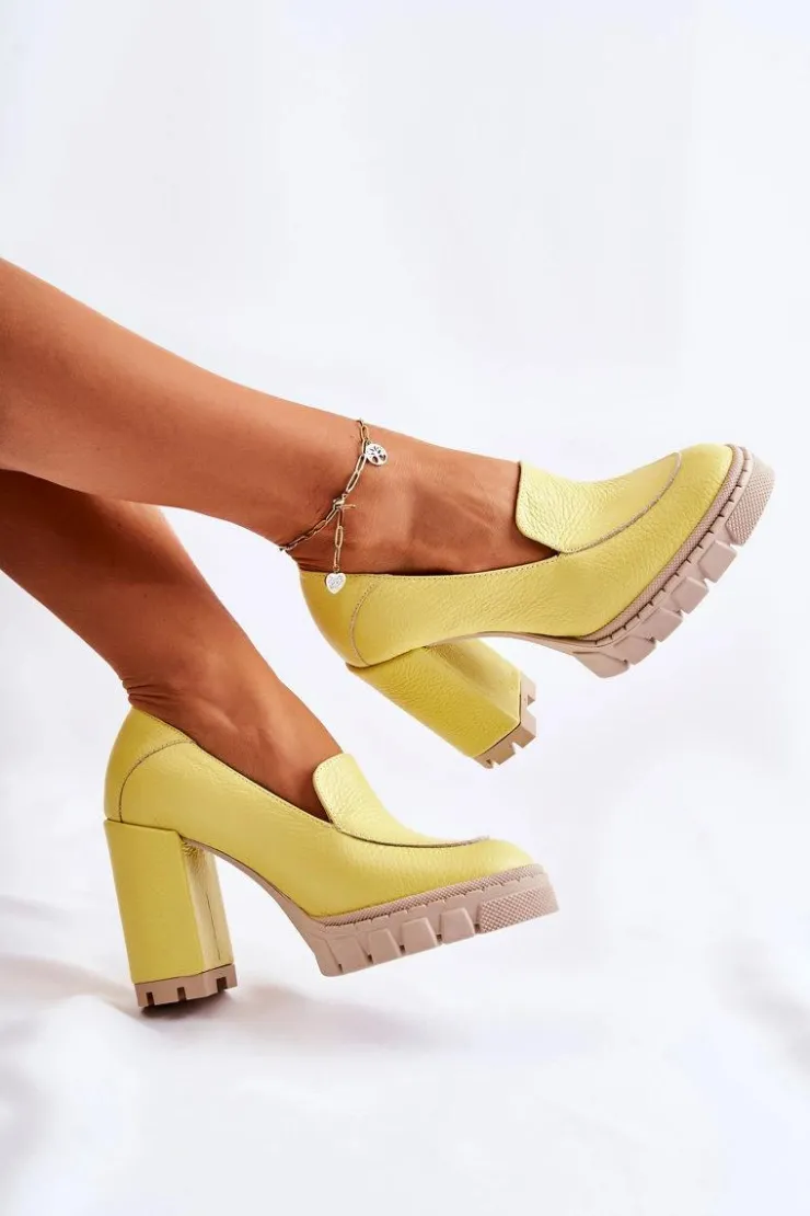 Clearance Boto Modne Czółenka Na Masywnej Platformie Żółte Margott