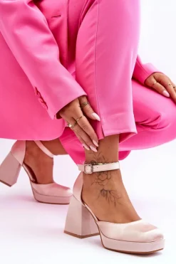 Boto Czółenka Na Platformie|Czółenka Na Słupku*Modne Czółenka Na Masywnym Obcasie Beżowe Sandia