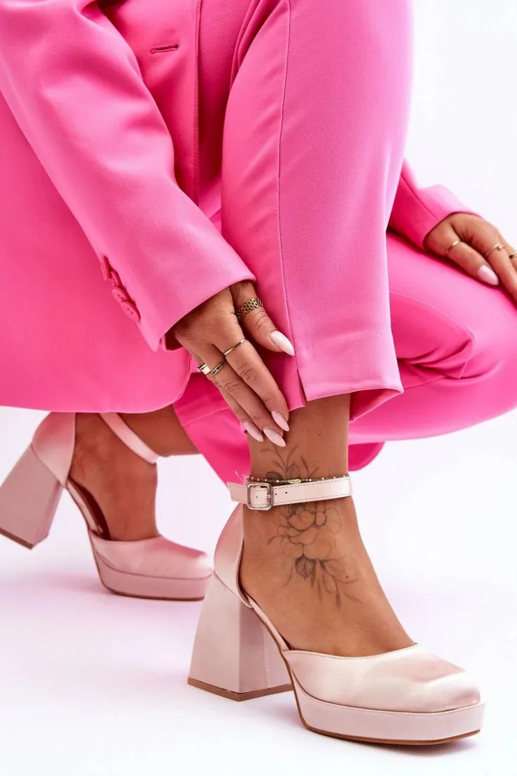 Boto Czółenka Na Platformie|Czółenka Na Słupku*Modne Czółenka Na Masywnym Obcasie Beżowe Sandia